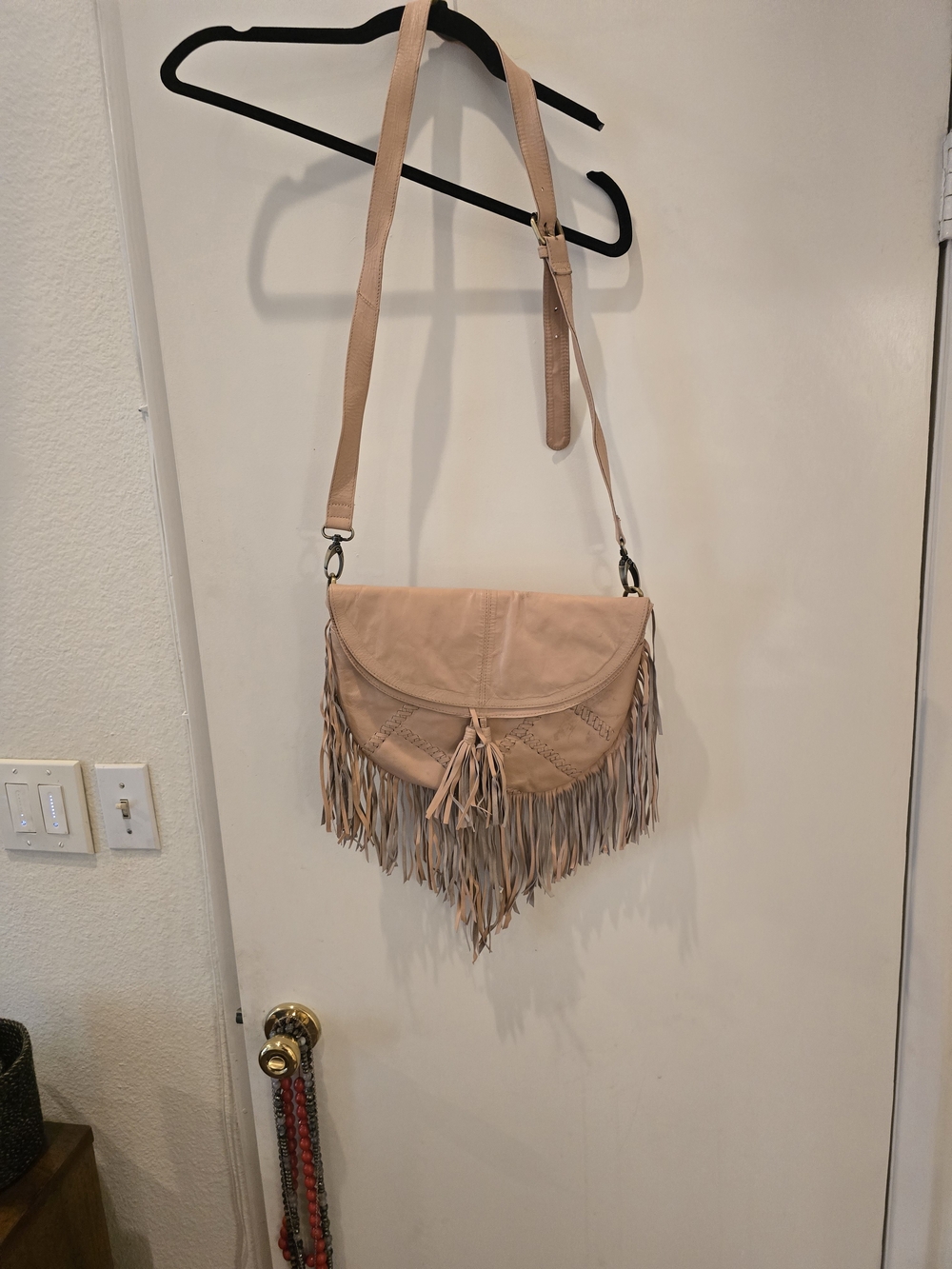 Elf Fringe Crossbody Bag in Nude